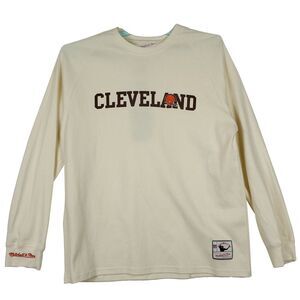 Cleveland Browns Mitchell & Ness NFL L Large Thermal Longsleeve Cream NWT‎